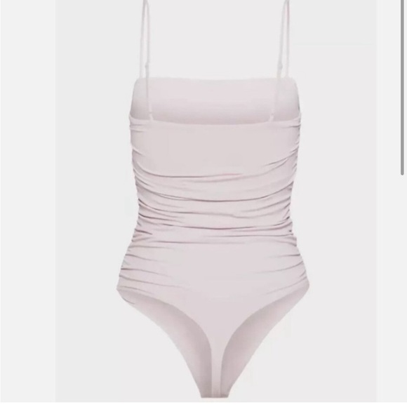 Like New Aritzia Babaton Contour Spaghetti Strap Square Neck Ruched Bodysuit - Picture 2 of 6